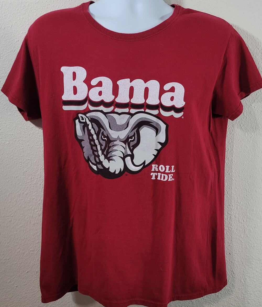 Alabama Red Bama Roll Tide Elephant Distressed Logo Shirt Large Lightweight Soft